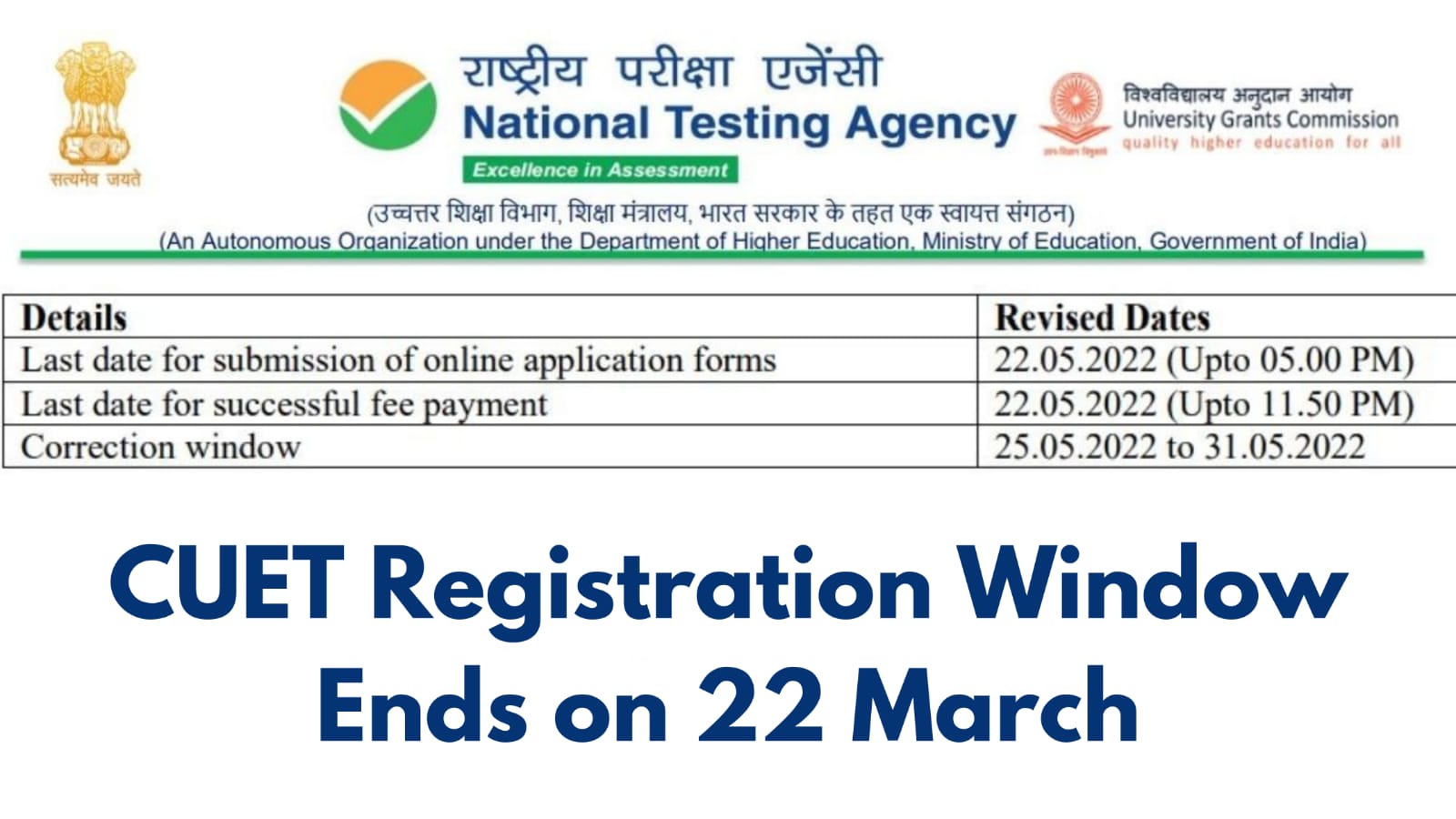 CUET UG 2025 Registration Ends for Undergraduate Entrance Exam on 22 March